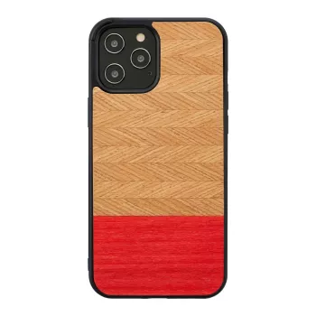 Etui ochronne man and wood na iPhone 12 Pro Max — jodełkowy wzór azalia czarna