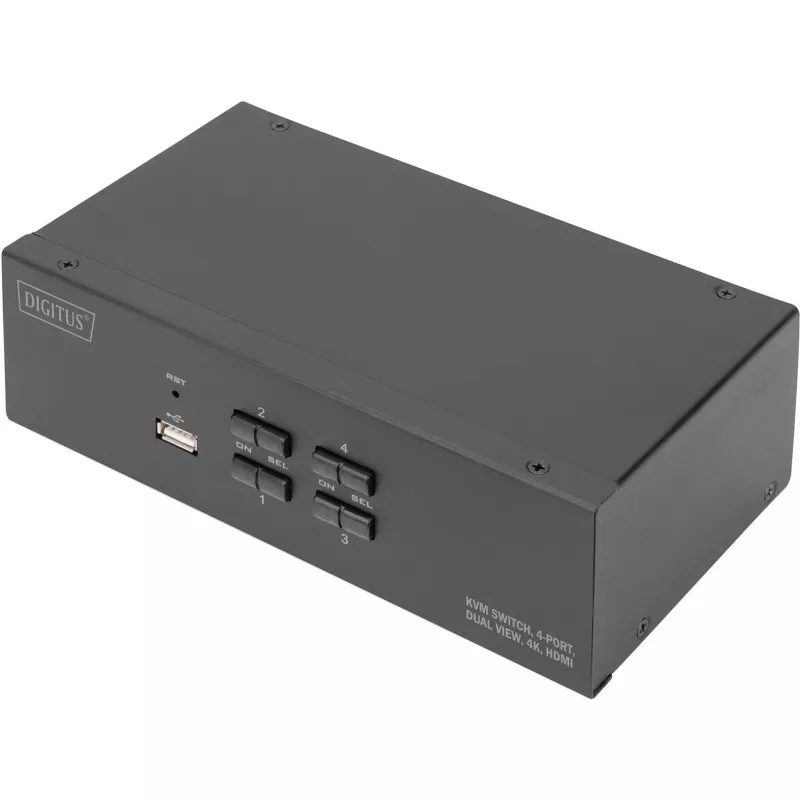 Przełącznik KVM Digitus DS-12883 4-portowy dwuekranowy 4K HDMI USB