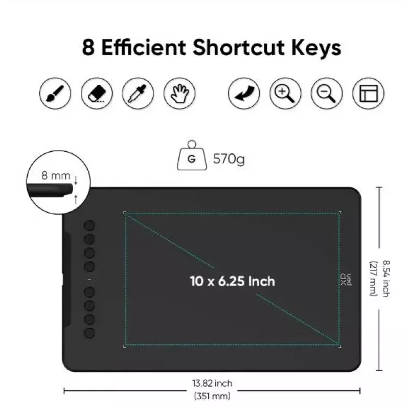 Tablet graficzny XP-Pen DECO 01 V3 — 5080 lpi, 254 x 158,75 mm, Czarny, USB (przewodowy i bezprzewodowy)