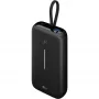 Powerbank 20 000 mAh, zintegrowany kabel USB-C 13 cm, 30 W (czarny, 20 Ah, 1x USB-A, 2x USB-C, PD, QC)