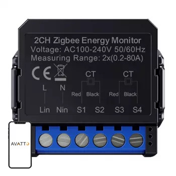 Inteligentny dwukierunkowy licznik energii Avatto ZWPM16-2 ZigBee — monitorowanie energii zużytej i wyprodukowanej