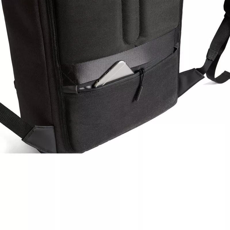 Plecak XDDESIGN Urban Lite Czarny — 21 l (z możliwością rozszerzenia do 27 l), przegroda na laptopa 15,6 cala, hydrofobowy, pasek do wózka