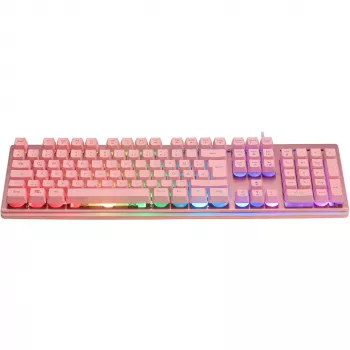 Deltaco GAM-021-RGB-P-DE - pełnowymiarowa (100%) - USB - przełącznik membranowy - QWERTZ - Różowy