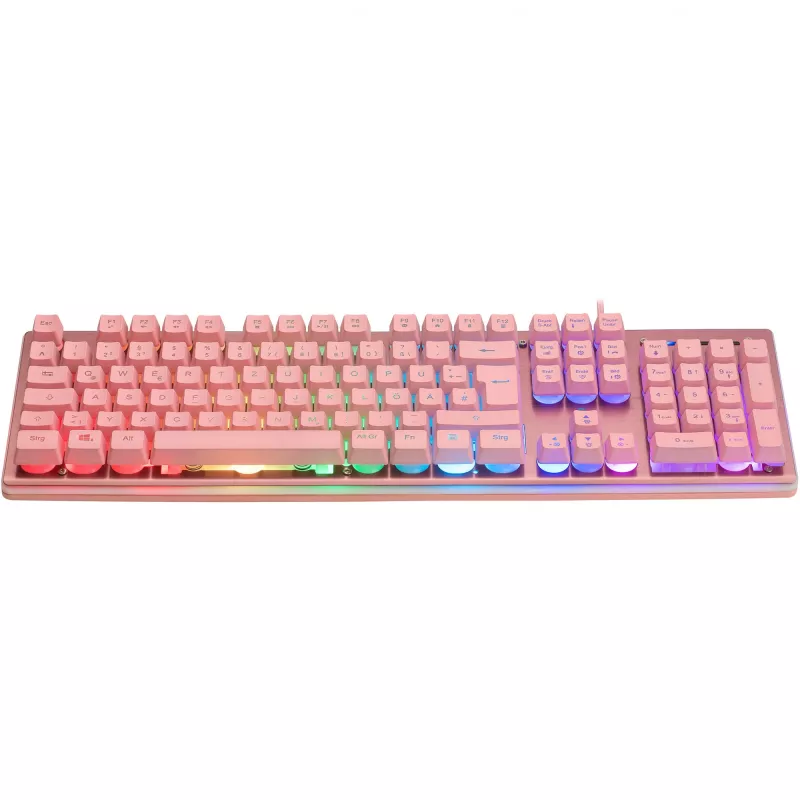 Deltaco GAM-021-RGB-P-DE - pełnowymiarowa (100%) - USB - przełącznik membranowy - QWERTZ - Różowy