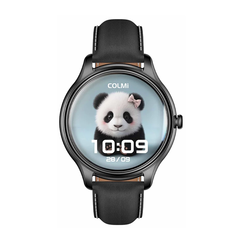Smartwatch Colmi L28 z czarnym paskiem silikonowym i czarnym skórzanym