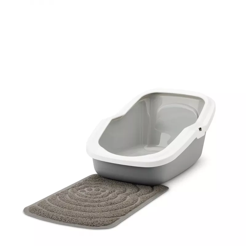 Kuweta otwarta Savic Aseo szaro-biała 560×390×275 mm dla kotów, plastik, 2 kg