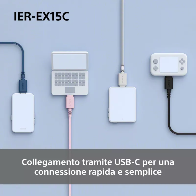 Sony IER-EX15C Zestaw słuchawkowy Przewodowy Douszny Rozmowy/Muzyka USB Typ-C Niebieski