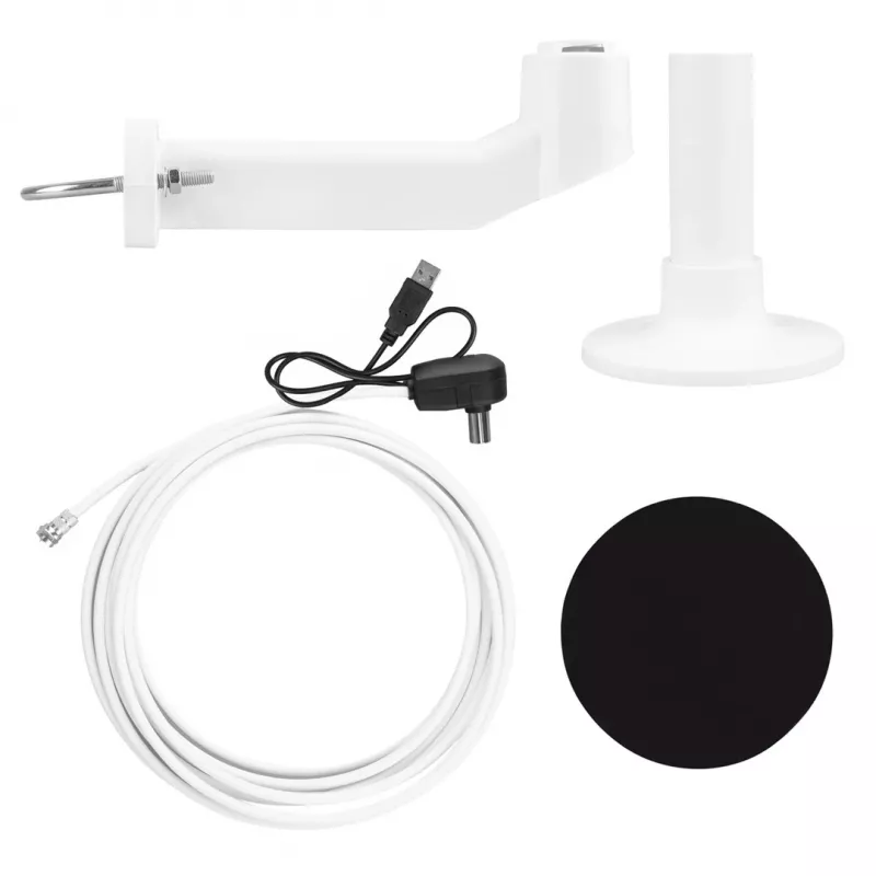 Dookólna aktywna antena DVB-T/T2 HEVC MACLEAN MCTV-104 — montaż zewnętrzny na kamperze, 174–230 i 470–698 MHz, USB 5V