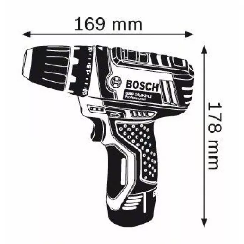Bosch GSR 10,8-2-LI Professional Keyless Czarny, Niebieski, Czerwony