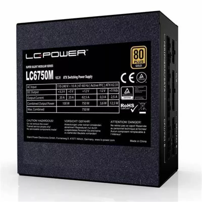 LC-Power Super Silent LC6750M V3.0 750W 80Plus Gold 135mm-Lue retail – Zasilacz do PC/serwera – ATX