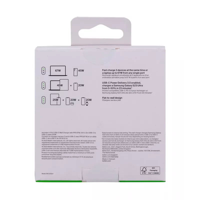 Belkin BoostCharge Laptop, Smartphone, Universal Biały AC Fast charging do użytku wewnętrznego