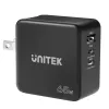 Unitek P1117B USB-C PD 65W uniwersalna ładowarka mobilna, 2x USB‑C PD + 1x USB‑A, czarna
