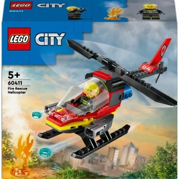 LEGO City Śmigłowiec strażacki 60411 zabawka konstrukcyjna, 85 elementów, obrotowe łopaty, 1 minifigurka, wiek 5+ (220×90×60 mm)