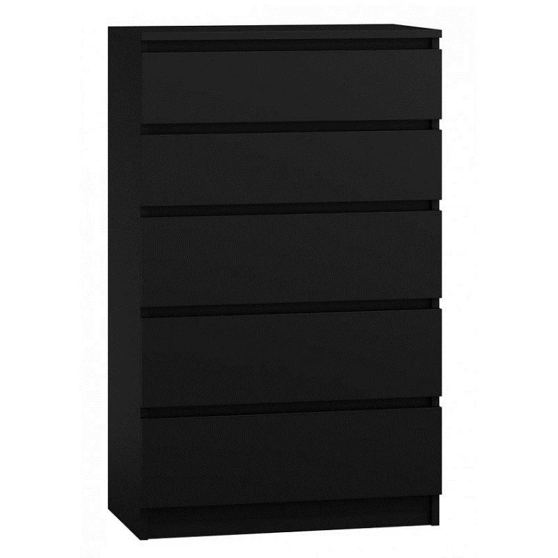 Komoda Top e Shop M5 CZERŃ, 5 szuflad, czarna, 700×400×1120 mm, płyta wiórowa