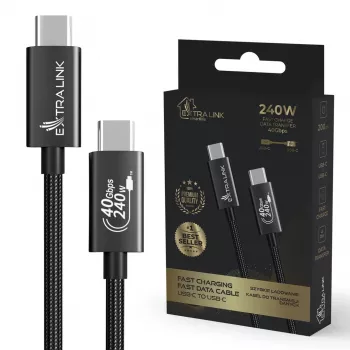 Kabel USB-C do USB-C Extralink CABESL05 — 2 m, USB 2.0, czarny