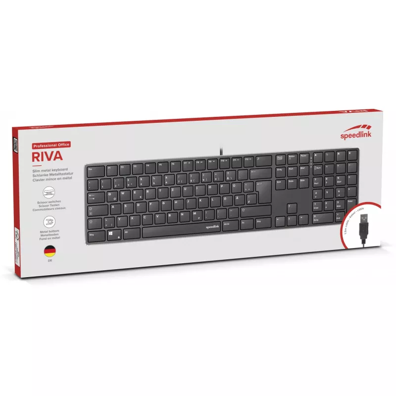 klawiatura SPEEDLINK SL-640010-BK USB German Czarny Pełnowymiarowy 110 klawiszy