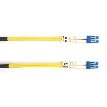 Światłowodowy kabel krosowy Czarny Box OS1 LC-LC duplex 15 m, jednomodowy, żółty płaszcz