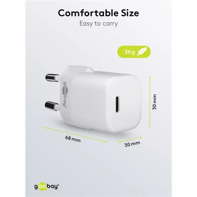 Goobay Uniwersalna czarna ładowarka wewnętrzna AC do szybkiego ładowania 65403 USB Type-C 110-240V