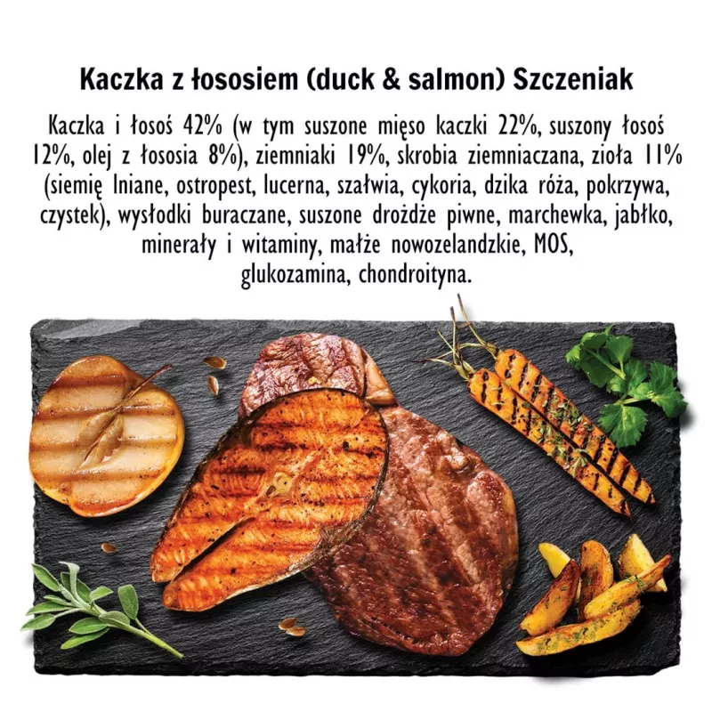 PAKA ZWIERZAKA Puppy Duck z łososiem S - sucha karma dla psów - 9kg