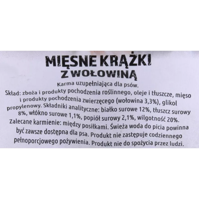 Przysmak dla psa MACED Mięsne Krążki z Wołowiną 500 g — przekąska uzupełniająca, 12% białka, 8% tłuszczu, 20% wilgotności