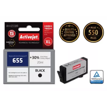Tusz Activejet AH-655BR (zamiennik HP 655 CZ109AE; Premium; 20 ml; czarny)