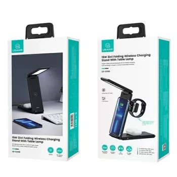 Ładowarka bezprzewodowa z lampą 3-w-1 15W usams model CD181WXC01 czarna