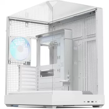 Obudowa APNX Tower V2 — biała, panele ze szkła hartowanego x3