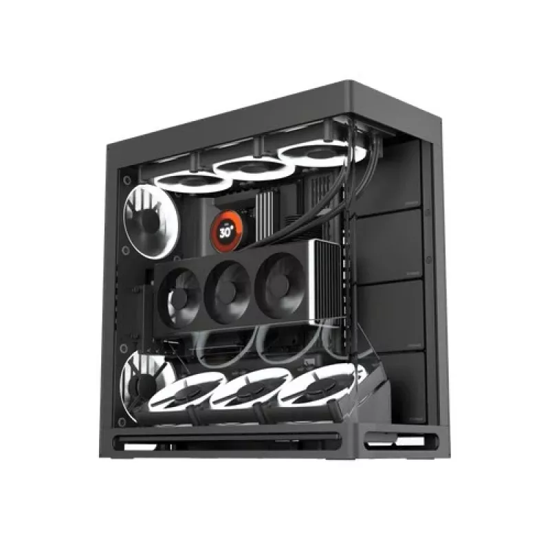 Obudowa PC HAVN HS 420 VGPU, Midi-Tower, E-ATX, szkło hartowane, kabel riser PCIe 5.0 - czarna
