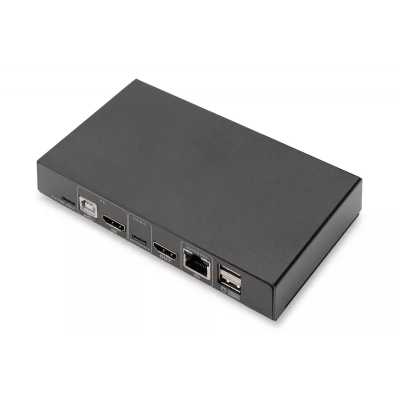DIGITUS DS-12901 - Przełącznik KVM/Audio/USB - 4K 30 Hz, wejście USB-C/USB/HDMI, wyjście HDMI, sieć
