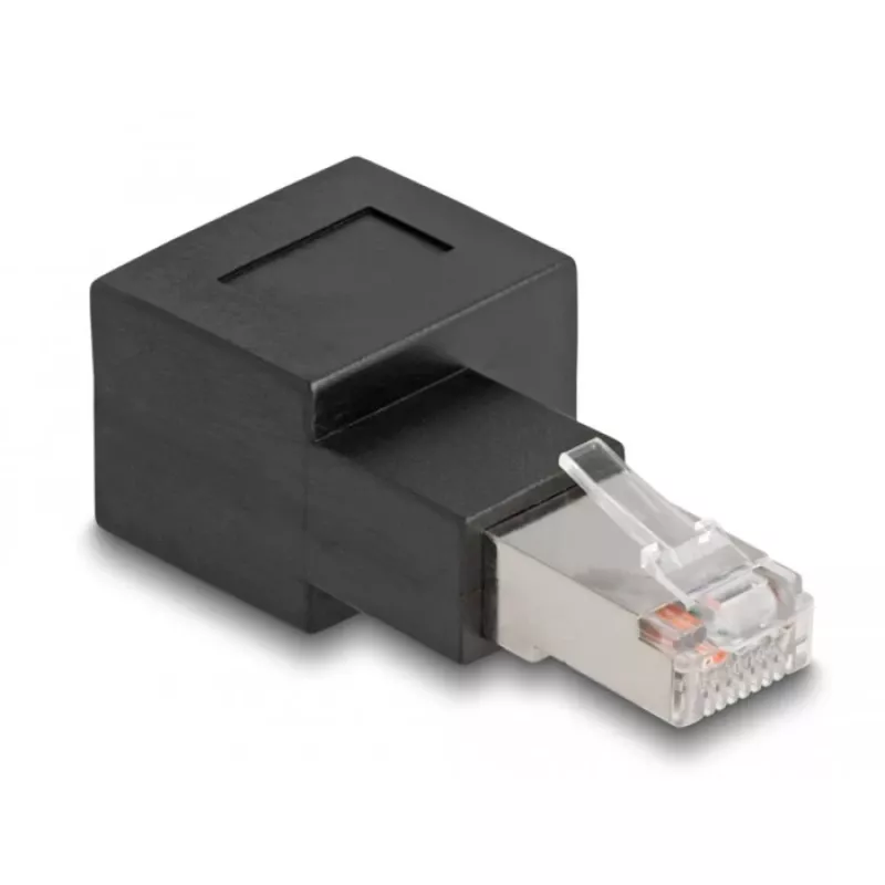 Delock - Adapter sieciowy - RJ-45 (M) zagięty w prawo do RJ-45 (Ż) - CAT 6a