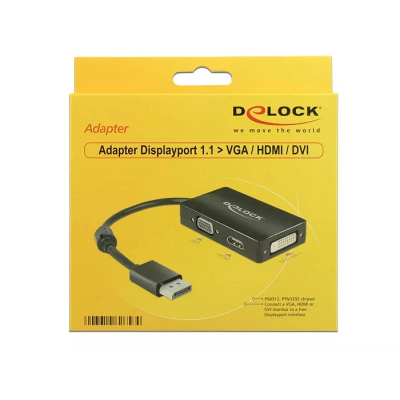 DeLOCK 0.16m DisplayPort/VGA+HDMI+DVI VGA (D-Sub)+ HDMI + DVI Czarny