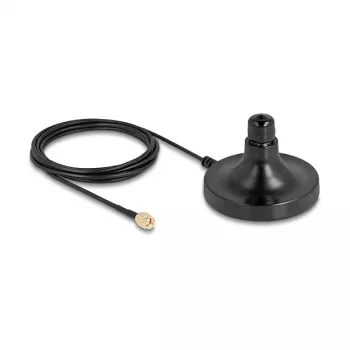 Magnetyczna podstawa do anteny DELOCK ULA100 — 1× gniazdo N do 1× wtyk RP‑SMA, kabel 3 m, zewnętrzna, czarna