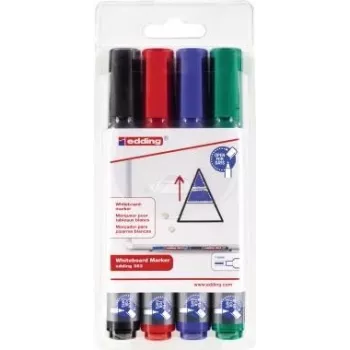 Permanent Marker Edding 653 Chisel/Fine Tip Czarny niebieski zielony czerwony 4 pcs