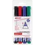 Permanent Marker Edding 653 Chisel/Fine Tip Czarny niebieski zielony czerwony 4 pcs