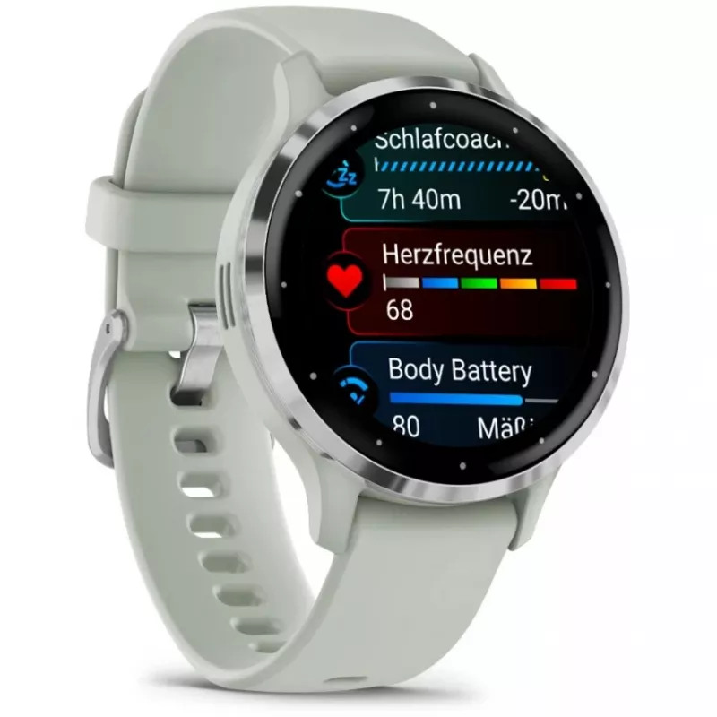Garmin Venu 3S 3.05 cm (1.2) AMOLED 41 mm Cyfrowy 390 x 390 pikseli Ekran dotykowy Szary, Srebrny Wi-Fi GPS (satelitarny)