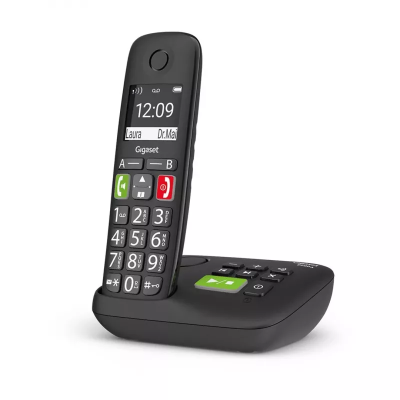 Gigaset E290A Telefon analogowy/DECT z identyfikacją numeru Czarny