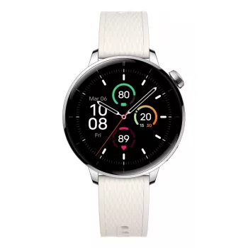 Smartwatch ONEPLUS OnePlus Watch 3 43 mm, 1,32-calowy AMOLED 466×466, tytan/srebrny, biały pasek gumowy, GPS, Wi‑Fi