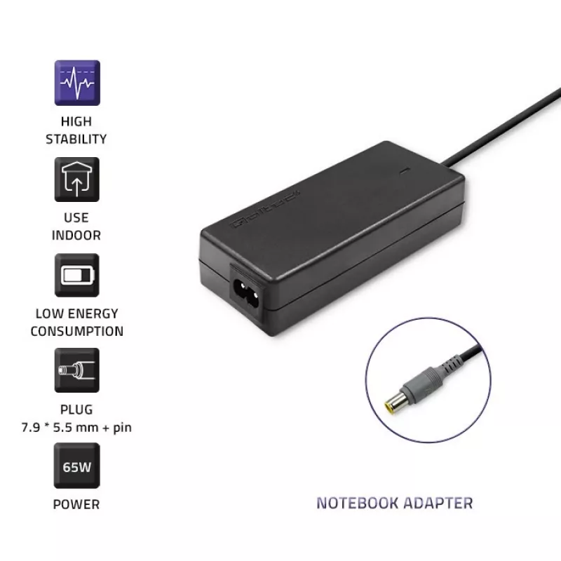 Zasilacz do laptopa Qoltec dla IBM 65W 3,52A 20V 7,9x5,5 + pin IBM 50013.65W