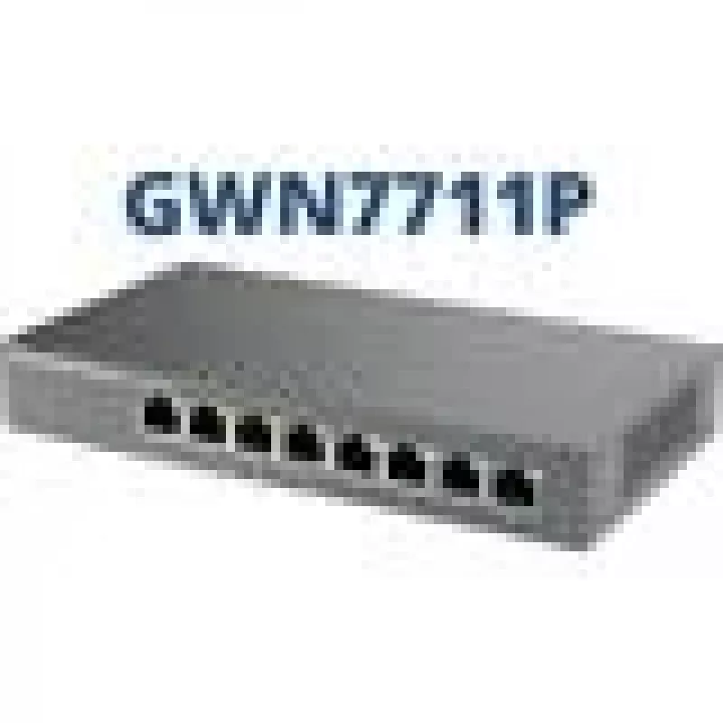 Zarządzalny przełącznik sieciowy Gigabit PoE L2 Grandstream GWN7711P — 8x RJ-45 10/100/1000, 48 V DC, do montażu na biurku/ścianie