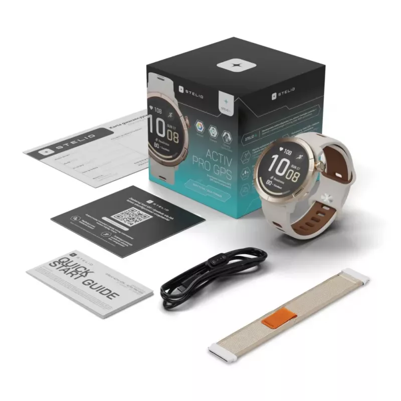 Smartwatch Stelio STSWA102GT Activ Pro GPS 46mm w kolorze złotego tytanu — GPS, koperta 46 mm, wykończenie tytanowe