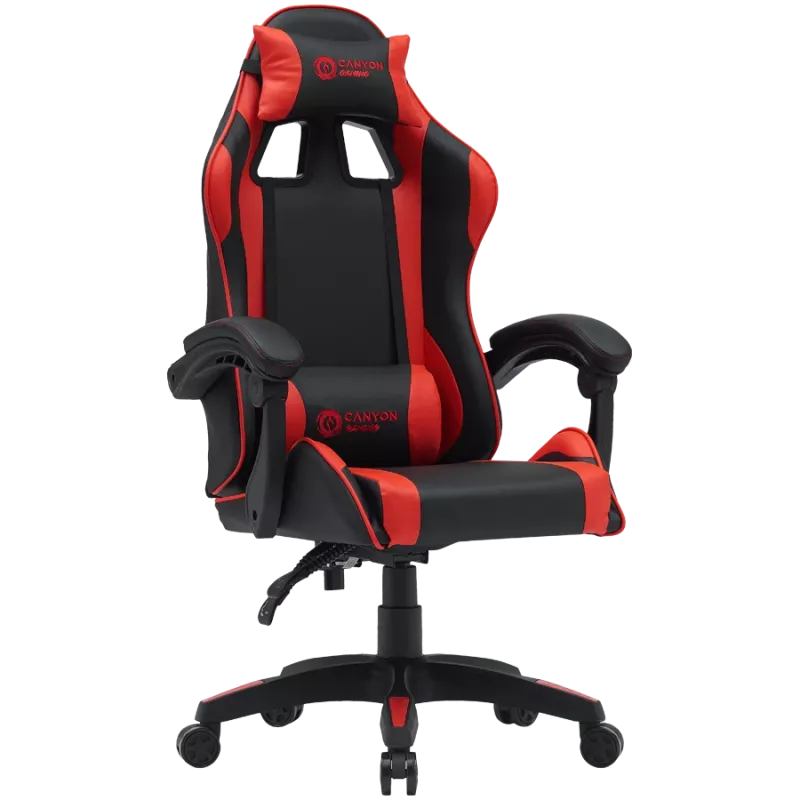 Fotel gamingowy CANYON Core SGCH2 — ergonomiczna konstrukcja, regulowana wysokość, czarno-czerwony