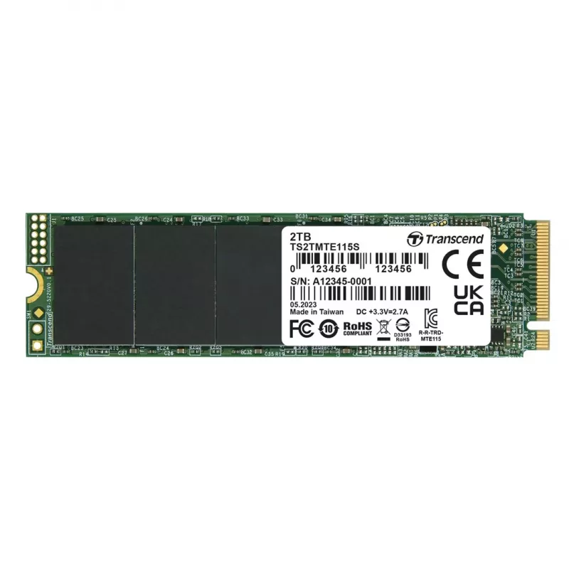 Transcend 115S - SSD - 2TB - intern - M.2 2280 (doppelseitig) - PCIe 3.0 x4 (NVMe) (TS2TMTE115S)