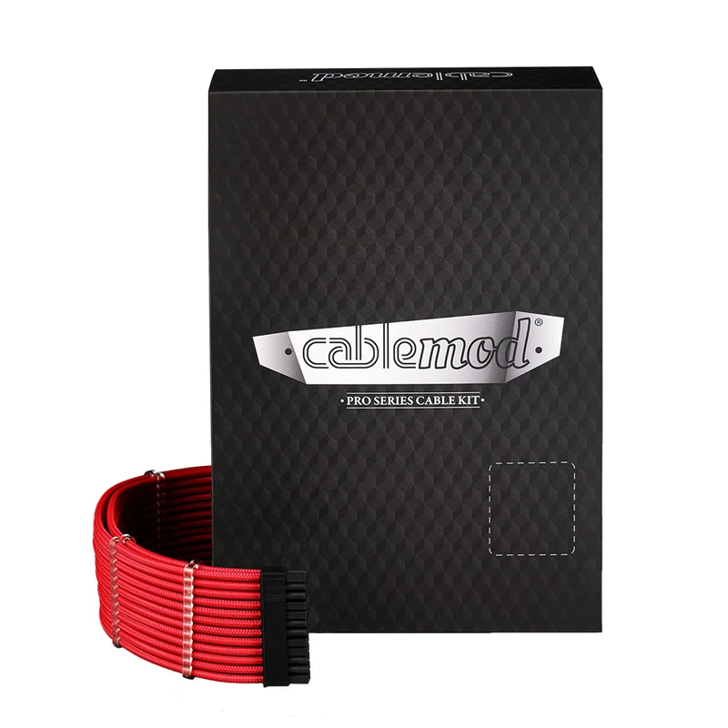 CableMod kabel Kit C-Series PRO ModMesh RM Czarny Label CM-PCSR-16P3KIT-NKR-R – kable PSU i GPU w oplocie, ModMesh, czerwony