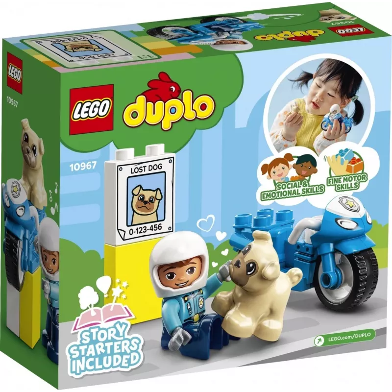 Zestaw do zabawy z motocyklem policyjnym LEGO Duplo Police 10967 z ruchomymi kołami i figurką policjanta