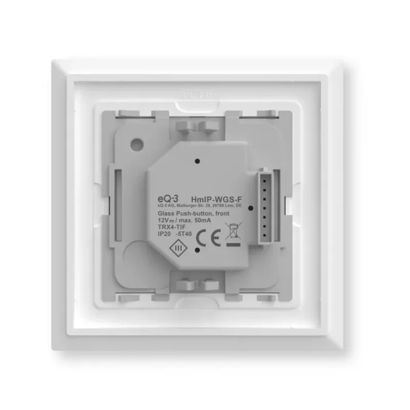 Inteligentny przycisk szklany HomeMatic Homematic IP, 230 V, 868 MHz, biały, 54,5×54,5×29 mm