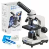 Mikroskop optyczny złożony Deltaoptical DO-3210 — monokularowy, 3 obiektywy achromatyczne, oświetlenie LED, 40–400×, głowica nachylana pod kątem 45° i obrotowa