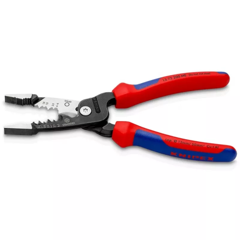 Knipex 13 72 200 ME ściągacz izolacji Czarny, Niebieski, Czerwony, Stal nierdzewna