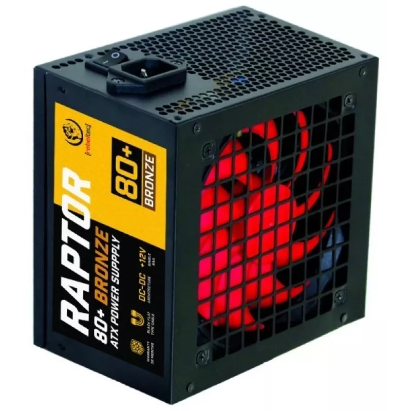 Zasilacz RAPTOR 600W BRONZE 80+, linia pojedyncza, DC-DC