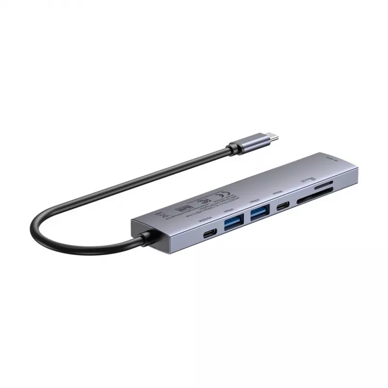 Unitek H1124AGY01 hub USB-C z 100W PD, HDMI 2.0, 2x USB‑A, 2x USB‑C, czytnik SD/microSD — aluminium
