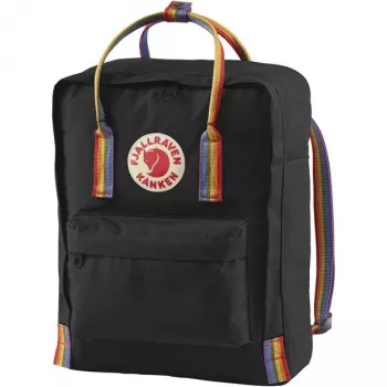 Plecak Fjällräven Kånken Rainbow — Vinylon, 380×270×130 mm, Czarny/Wielokolorowy